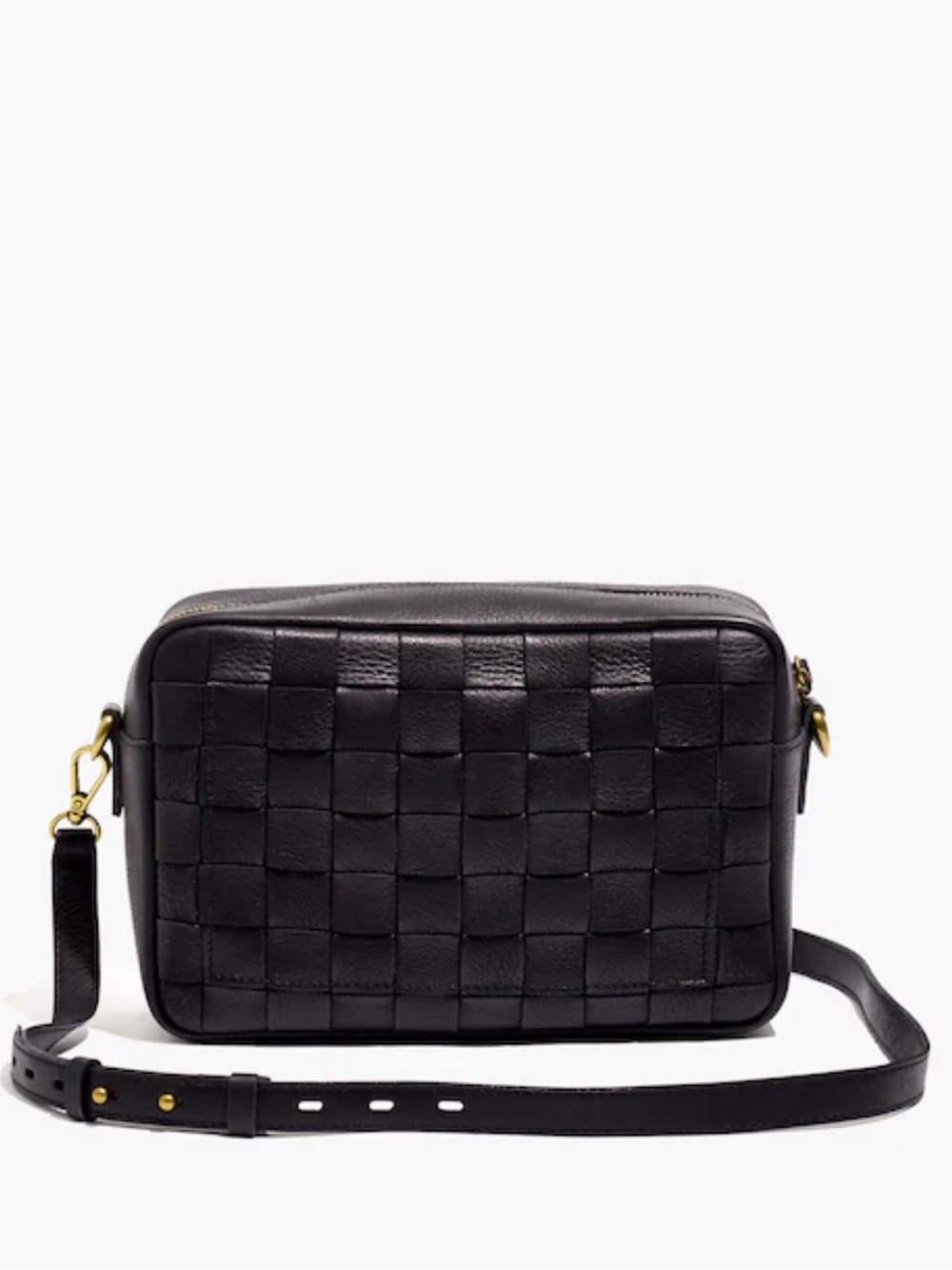 MADEWELL The Large Transport Camera Bag Woven Edition Purse Pebble Leather Black